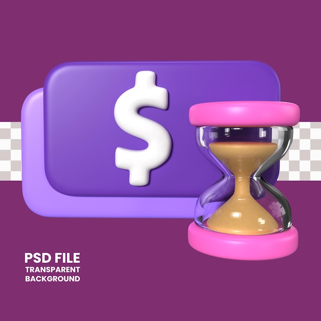 PSD Икона 3d-иллюстрации ожидания оплаты