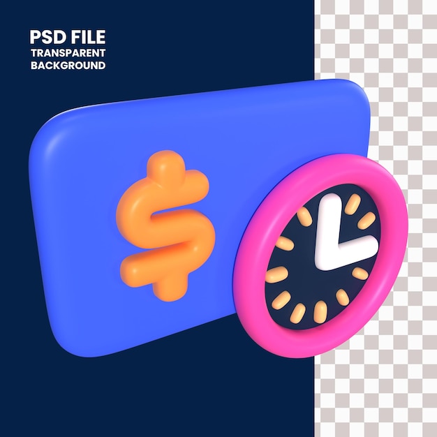 PSD 지불을 기다리는 3d 일러스트레이션 아이콘