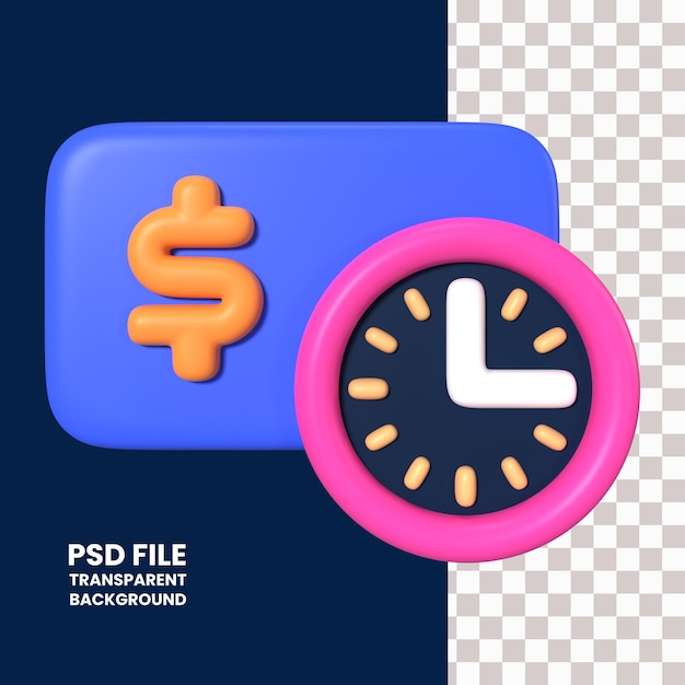 PSD Икона 3d-иллюстрации ожидания оплаты