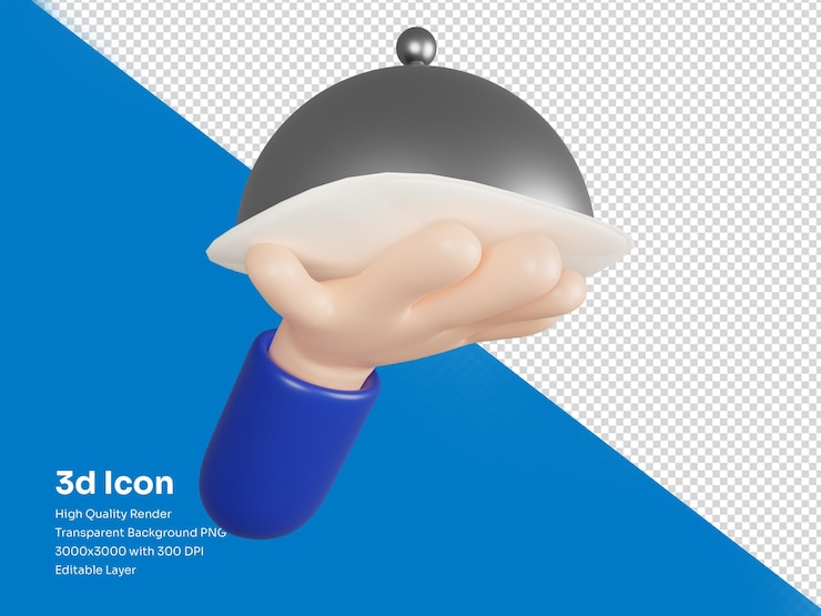 PSD waitress 3d icon render illustration