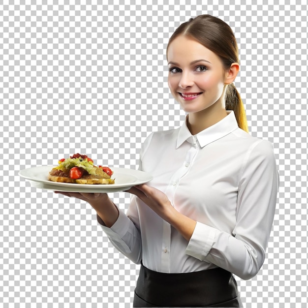 PSD cameriera con un piatto di cibo png