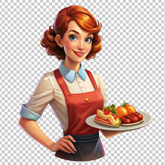 PSD waitress with a plate of food png