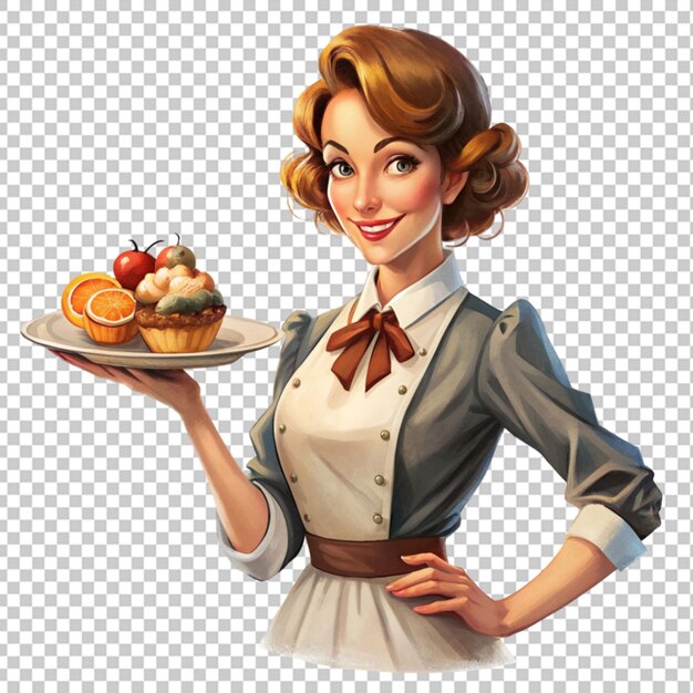 PSD waitress with a plate of food png