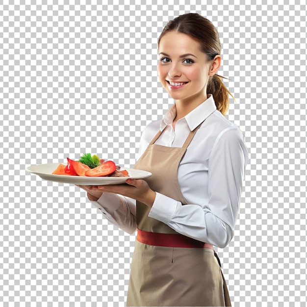 Cameriera con un piatto di cibo png