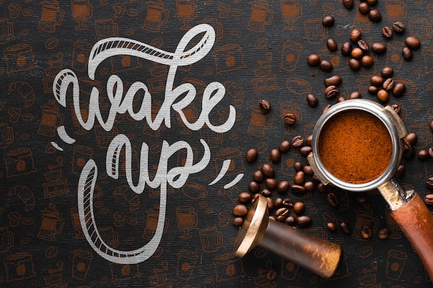 PSD wake up background with coffee