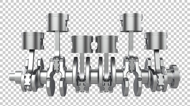 PSD wał korbowy silnika na przezroczystym tle ilustracja renderowania 3d