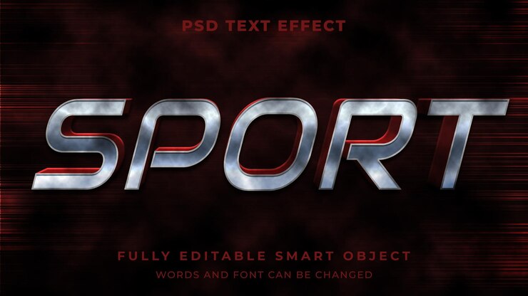 PSD walcz z edytowalnym efektem tekstowym w sporcie