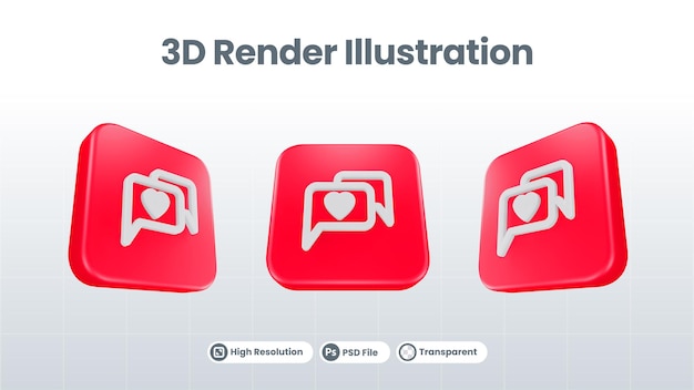Walentynki renderowania 3D z ikoną wyboru dla aplikacji mobilnej UI UX Web Promocja w mediach społecznościowych