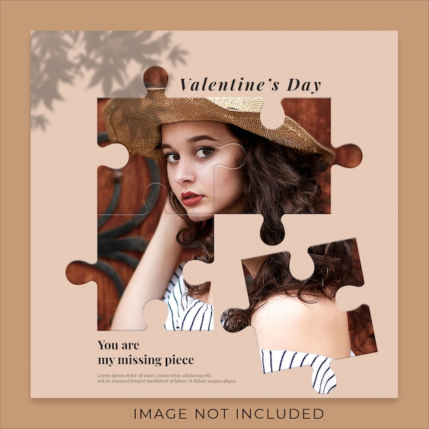 Walentynki Romantyczne Puzzle Instagram Szablon Transparent Post