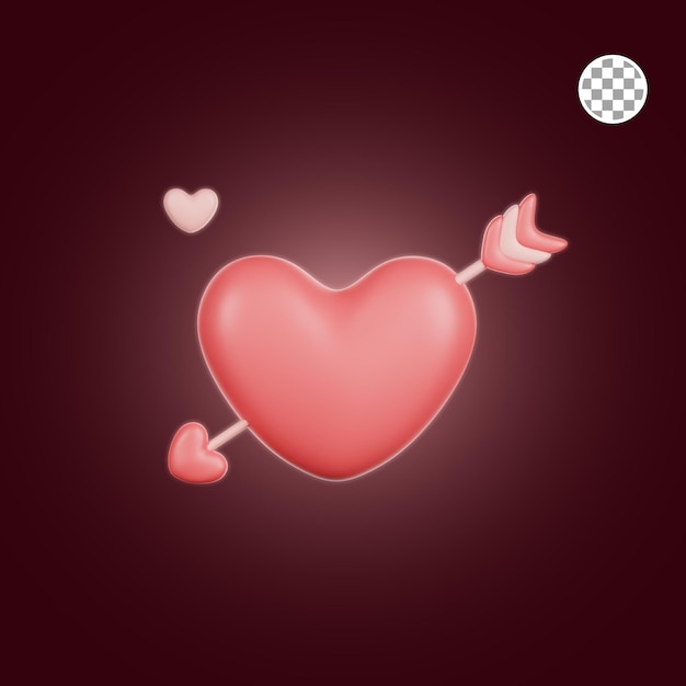 Walentynkowa miłość strzała ilustracja 3d