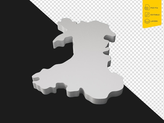 Wales 3D-kaart Geografie Cartografie en topologie op zwarte achtergrond 3D-illustratie