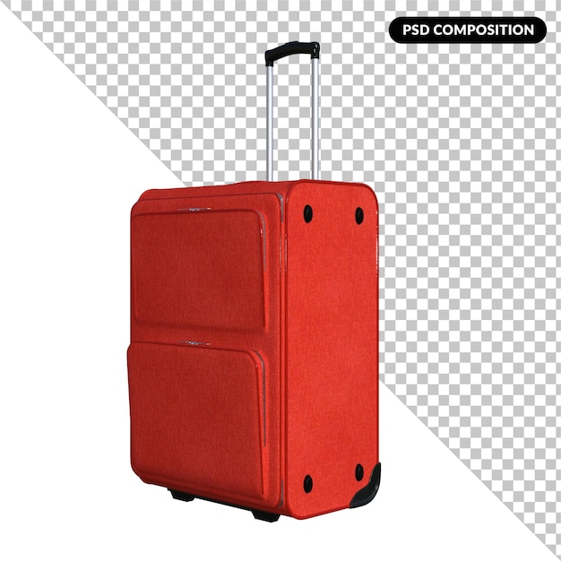 PSD walizka do podróży na białym tle renderowania 3d