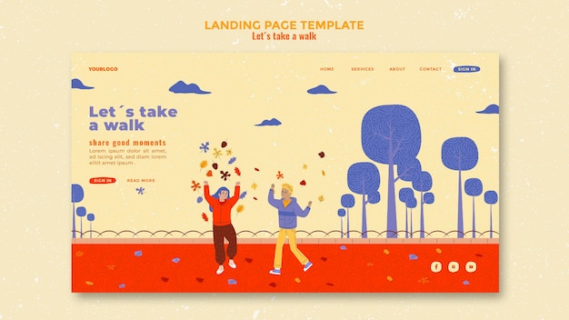 PSD walk in nature template landing page