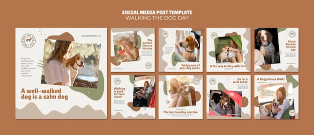 PSD walking the dog day social media post template