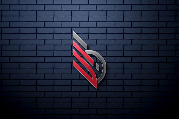 Wall 3d logo mockup