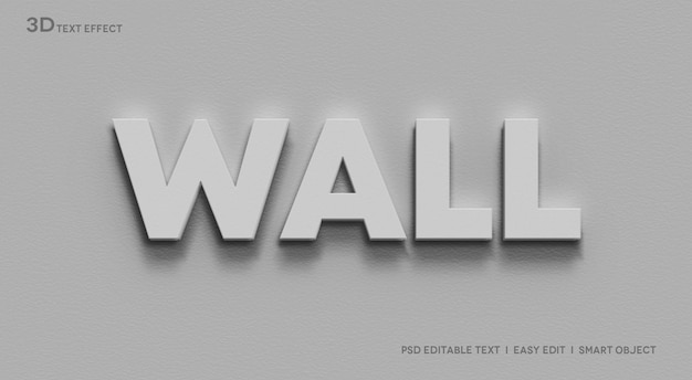 PSD wall 3d text style effect mockup template