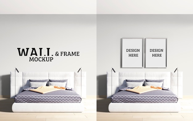 Wall and frame mockup роскошная спальня в современном стиле