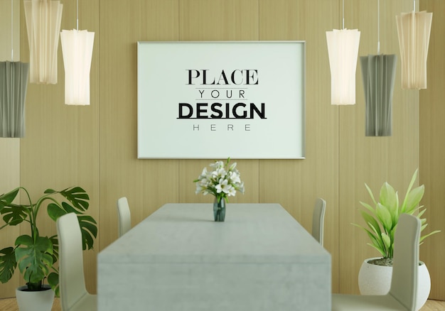 wall art canvas or picture frame in dining room Mockup