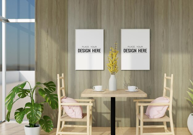 wall art mockup, canvas or picture frame in living room