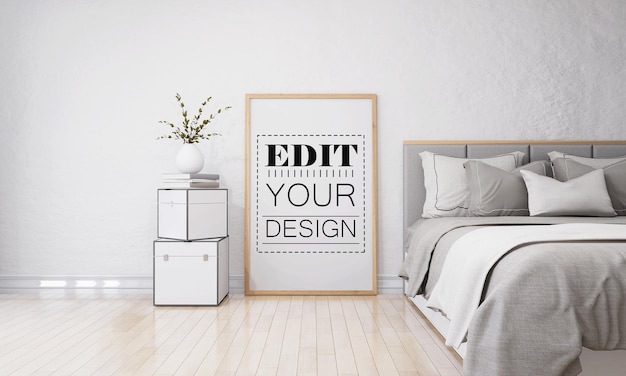 wall art or picture frame in bedroom Mockup