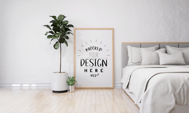 wall art or picture frame in bedroom Mockup