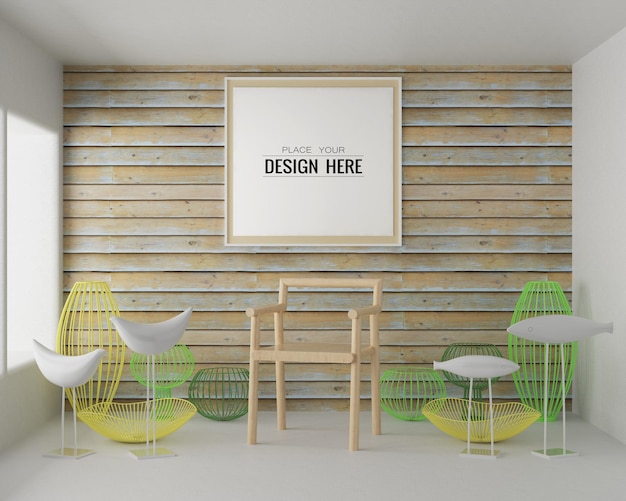 wall art or picture frame in living room Mockup
