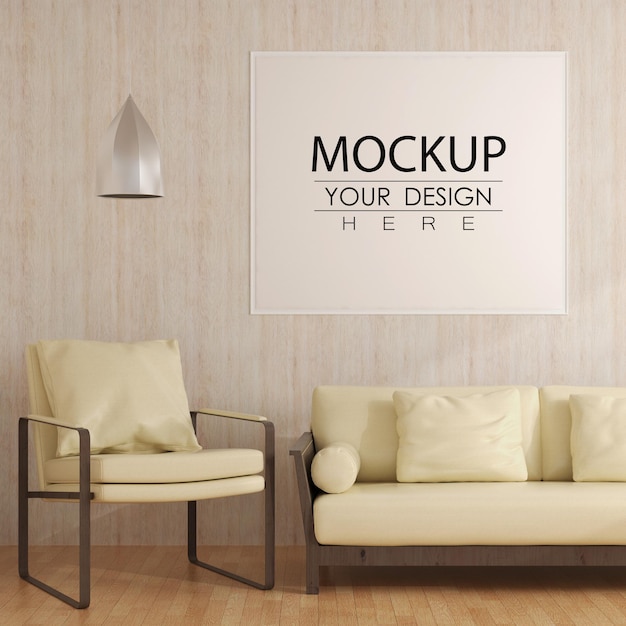 wall art or picture frame in living room mockup