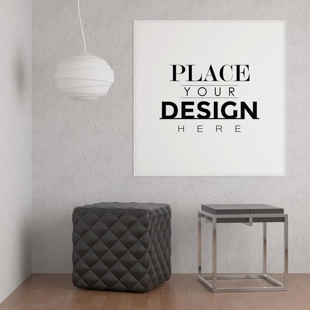 Wall art or picture frame in living room mockup