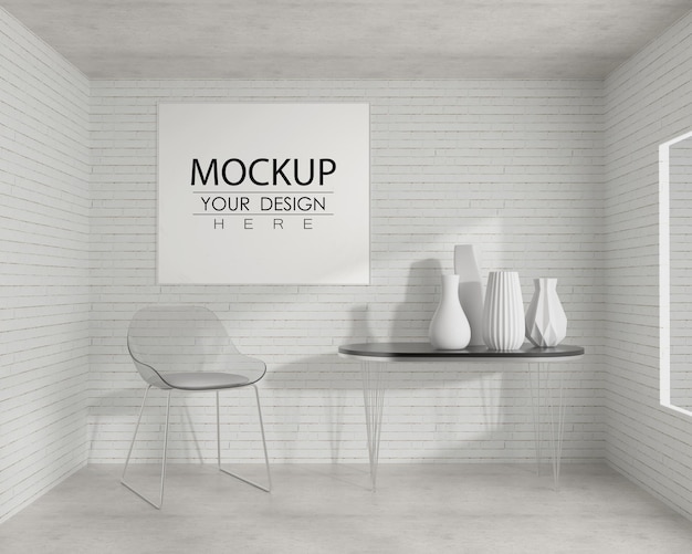 настенное искусство или фоторамка в гостиной Mockup