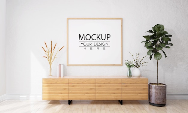 настенное искусство или фоторамка в гостиной Mockup