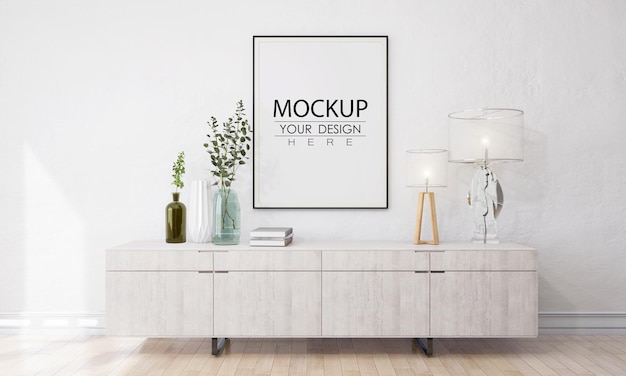 настенное искусство или фоторамка в гостиной Mockup