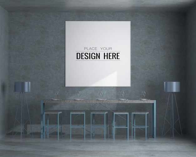 PSD wall art or picture frame in restaurant or dining room mockup