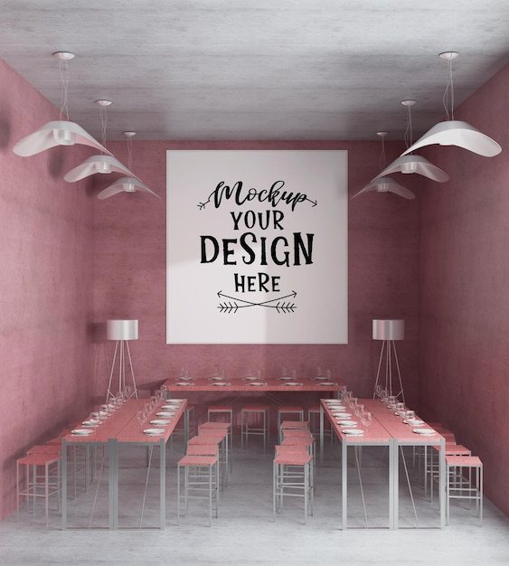 PSD wall art or picture frame in restaurant or dining room mockup