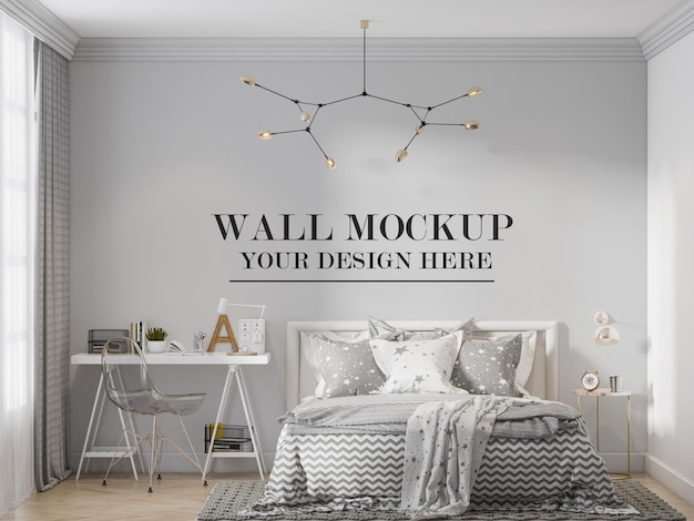 Wall background in bright modern style bedroom