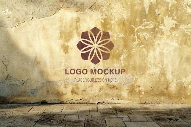 PSD mockup del logo sullo sfondo della parete