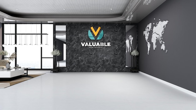 Mockup del logo aziendale del marchio della parete nel rendering 3d