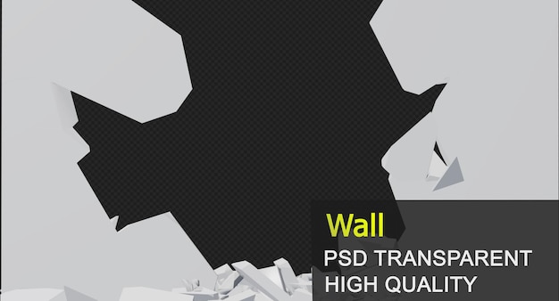 PSD wall breaked with debris isolated design premium psd