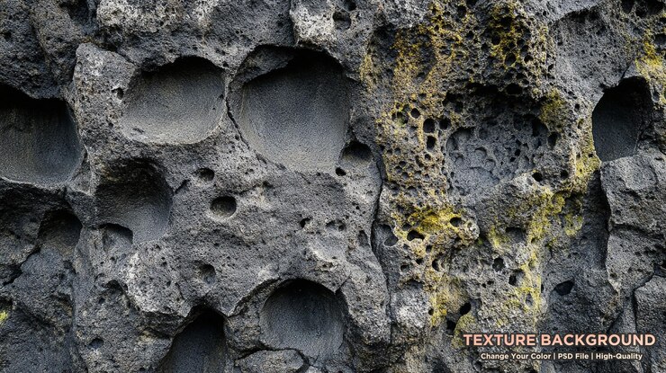 PSD the wall of the building from the sea of boulders of different colors round shape