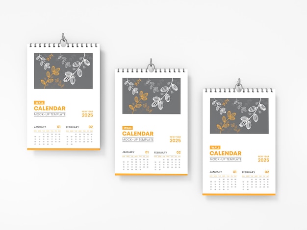 Modello di mockup per il branding del calendario da parete