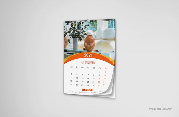 PSD wall calendar mockup, calendar mockup