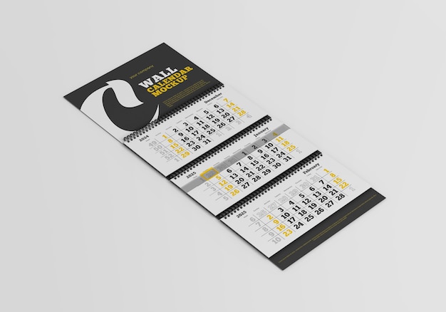 Wall calendar mockup isolated