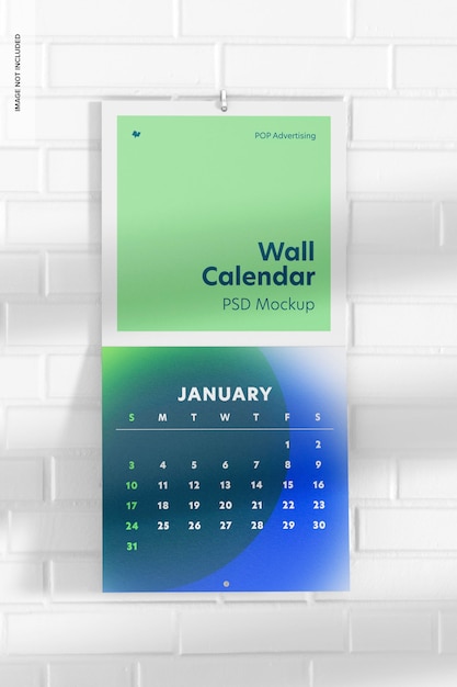 wall calendar mockup, perspective