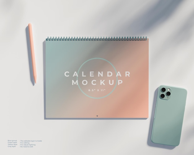 Mockup di calendario da parete