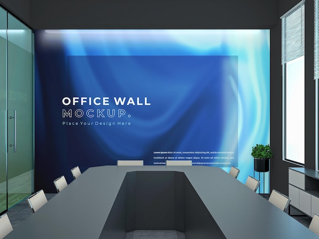 PSD wall decal mockup in meeting room office