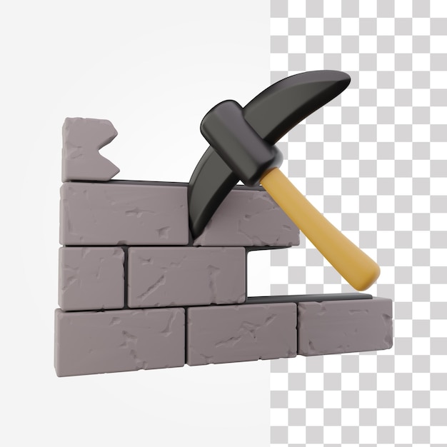 PSD wall dismantling 3d icon