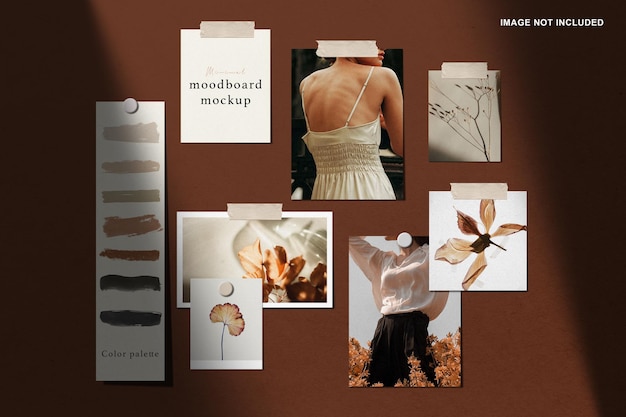 Mockup di moodboard di moda da parete