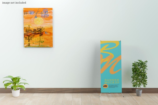 Wall frame and banner mockup