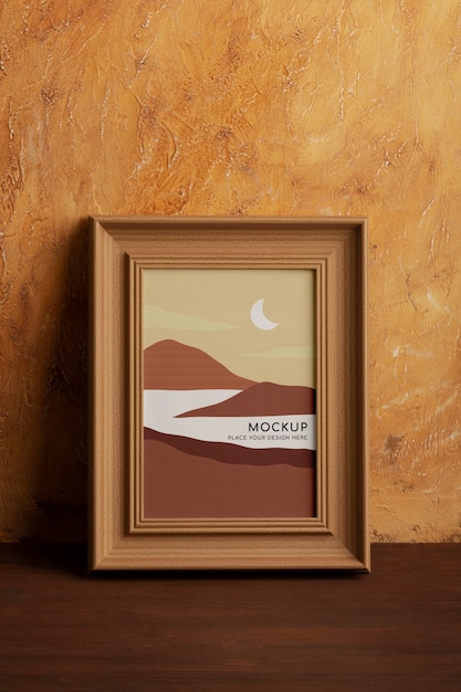 wall frame mock-up against marble surface