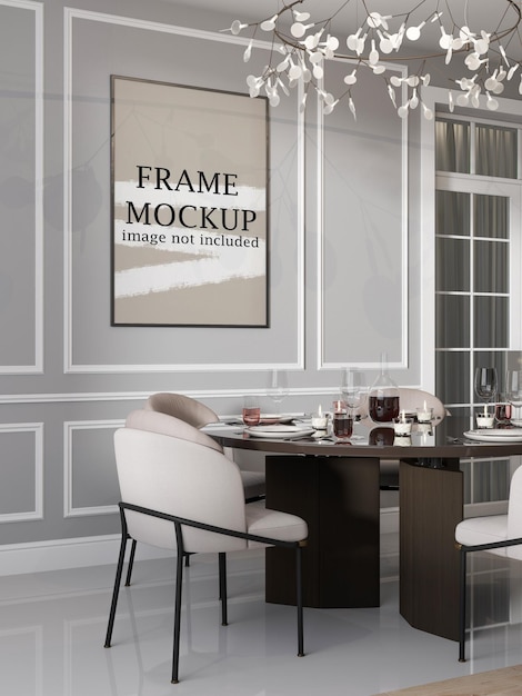 Wall frame mockup in luxury interior