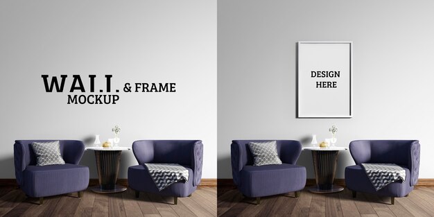 Wall and frame mockup - luogo per rilassarsi